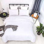 Luxlovery White Full Comforter Set White Bedding Set Full Size Modern Comforter Full Solid Soft Breathable Blanket Quilts 3 Piece Pure Color Bedding Set