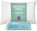Snuggle-Pedic King Size Shredded Memory Foam Sleeping Pillow - Cooling Supportive Neck & Spine Alignment for Side Sleepers, Maternity Relief, Posture Correction & Dorm Use - USA Quality