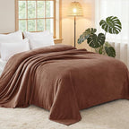 Exclusivo Mezcla Fleece Blankets Queen Size for Bed, Super Soft and Warm, All Season, Cozy, Plush, Lightweight, 90x90 Inches, Brown