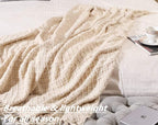CREVENT Home Decor Rustic Couch Sofa Chair Bed Throw Blanket, Soft Warm Cozy Light Weight for Travelling in Spring Summer (50''X60'' Beige/Ivory)