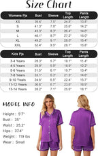 Girls & Womens Satin Pajamas Set, Silk Button-Down Sleepwear 2 Piece Nightwear, 3 Years - Women XXL