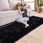 Noahas Black Runner Rug for Hallway,2'x5' Long Area Rugs for Bedroom Living Room,Non Slip Thick Shag Floor Carpet for Entryway Kitchen Dorm Nursery Bedside Kids Room