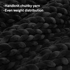 YnM Velvet Weighted Blanket, Handmade Chunky Knitted Design, Soft and Cozy, Temperature Regulating and Breathable, Machine Washable Throw for Sleep or Home Decor (Black, 60x80 Inch, 20lbs)