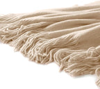 Homiest Decorative Knitted Throw Blanket with Fringe, Lightweight Acrylic Knit, Soft & Cozy Tassel Blanket for Couch, Sofa, Bed (Taupe, 50 x 60 Inch)