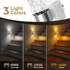 L LOHAS LED Night Lights Plug into Wall, Dimmable Night Light with Dusk-to-Dawn Sensor, Soft White/Cool White/Amber 3 Color Light, Adjustable Brightness, Rotatable Plug, Bubble Nightlight for Hallway