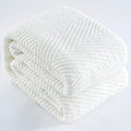 Knitted Throw Blanket 60"X80", White Knit Throws for Bed, Super Soft Boho Chevron Blankets for Couch Sofa Chair Room Decor, Textured Decorative Farmhouse Cozy Lightweight