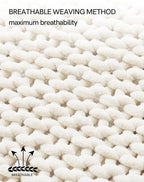 YnM Chunky Throw Blanket, Hand Knitted with Chenille Yarn, Skin Friendly, Ventilated and Breathable, Machine Washable, Home Décor Piece for Couch, Sofa and Bed (Butter Cream, 50x60 Inch)