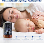 EQUSUPRO Essential Oil Diffuser 150ml Black Metal Aromatherapy Oil Diffuser Ultrasonic Cool Mist Diffuser with Auto Shut-Off Protection,7 Colors Changed LED for Home Office SPA Yoga (A-Tree)
