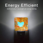 Blue Heart Sky Night Light,Autumn Red Maple Leaves Forest Trees Plug-in Night Lights with Dusk-to-Dawn Sensor for Stairway/Hallway/Bedroom Sleep Friendly Ideal for Women/Girls/Boys Gift,0.5W