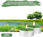 100 Pack Scented Tealight Candles 4 Hours, Spring Aromatherapy Candles for Votive Home, Wedding Holiday and Emergency (Dark Green)
