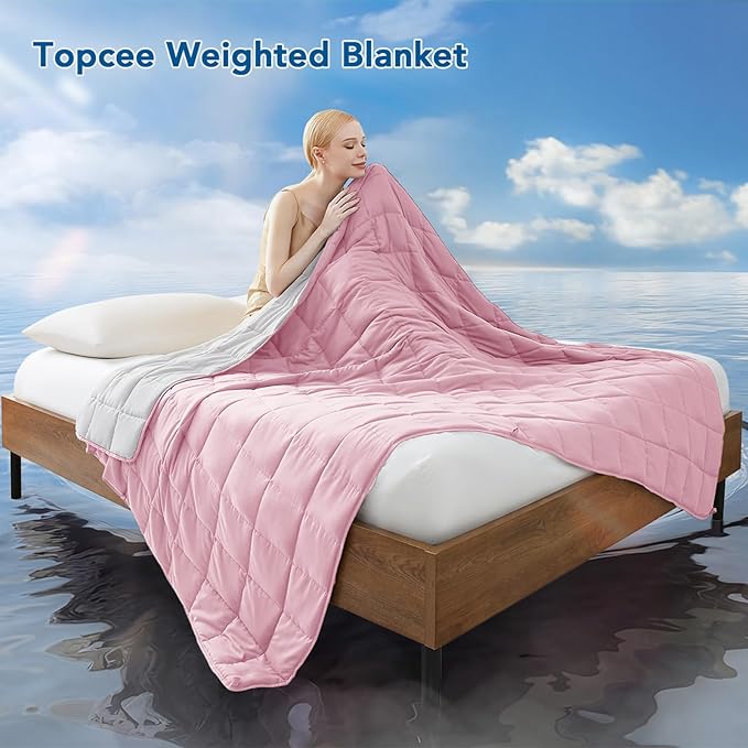 Topcee Weighted Blanket (20lbs 80"x87" King Size) Soft Cooling Heavy Blanket Sleeping, Apply to 190-210 lbs Body, Thick Breathable Blanket with Glass Bead, Easy Care