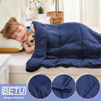 Weighted Blanket Kids (10lbs, 40"x60" Throw Size) - Cooling and Breathable Heavy Blanket for 80-120lbs with Premium Glass Beads - Soft Thick Blankets for All-Season Sleeping Comfort - Navy
