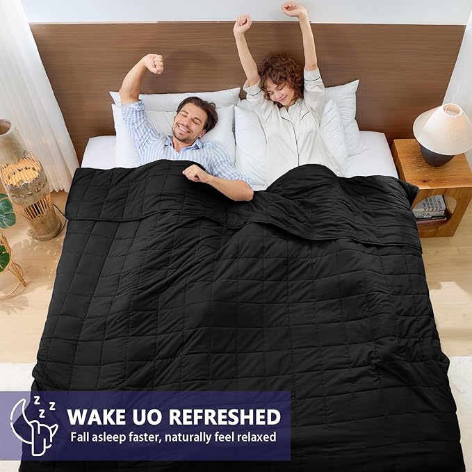 yescool Weighted Blanket for Adults (30 lbs, 88” x 104”, Black) Cooling Heavy Blanket for Sleeping Perfect for 290-310 lbs, King Size Breathable Blanket with Premium Glass Bead