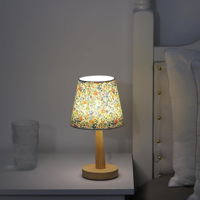 WSYEAR Flowers Cute Small Table Lamp, Boho Floral Table Lamps for Bedroom, Bedside Small Table Lamp for Small Space, Farmhouse Mini Table Lamp for Bedroom, Living Room