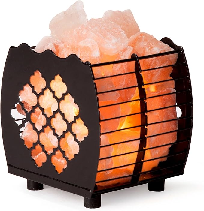 Himalayan Pink Salt Lamp Basket & Dimmer Cord Bulb