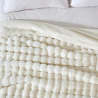 60x80 Inches Ultra-Soft Fuzzy Faux Fur Plush Twin Size Blanket - Thick, Warm Sherpa for Couch, Sofa, Bedroom, Camping - Decorative Blanket for Cozy Warmth, Bubble Ivory White