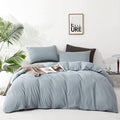 Luxlovery Blue Comforter Set Full Haze Blue Bedding Set Minimalist Bedding Set Soft Breathable Blanket Quilt All Season Comforter Set for Full Bed