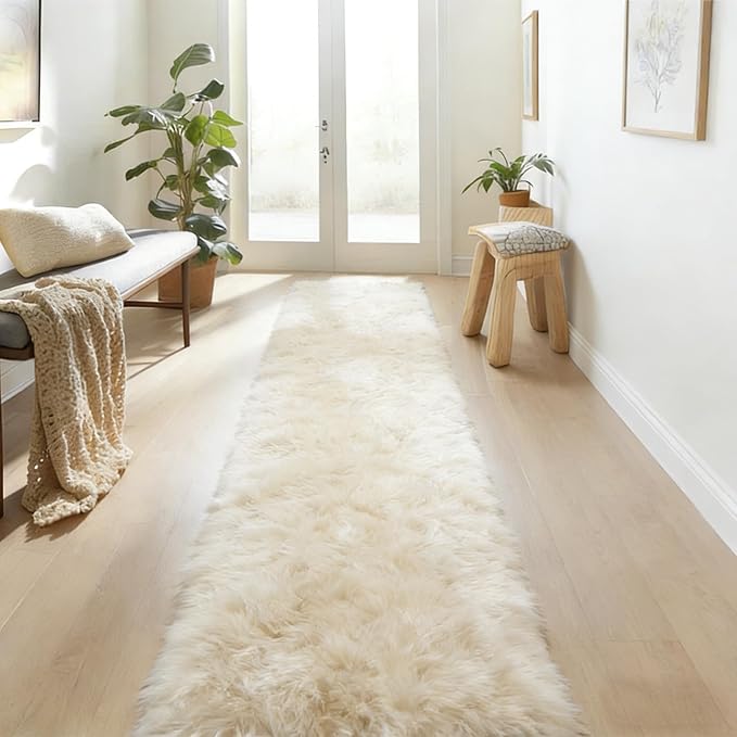2x4 Indoor Plush Shaggy Runner Rug, Soft Fluffy Fuzzy Area Rug for Hallway Living Room Bedroom Kitchen Entryway, Non-Slip Modern Floor Carpet