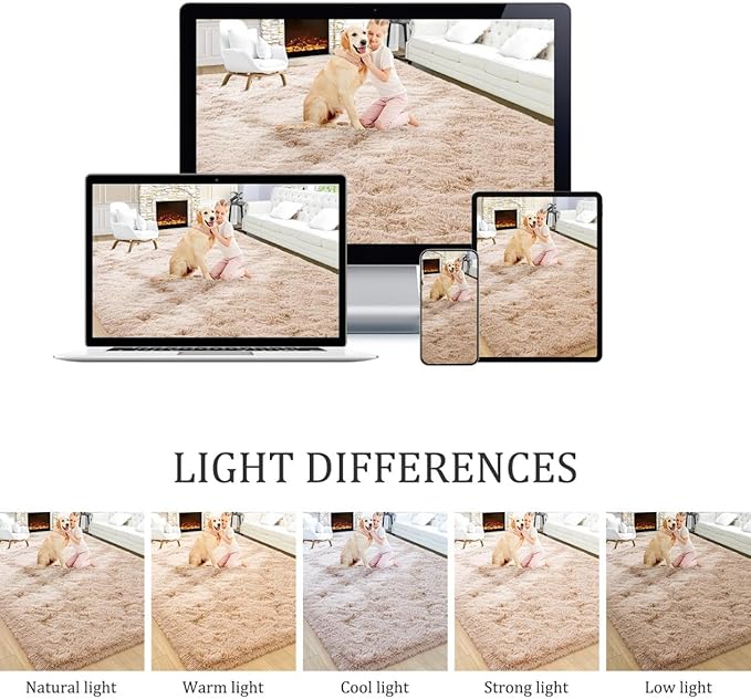 Noahas Extra Large 9x12 Area Rugs for Living Room,Fluffy Beige Bedroom Rug,Big Thick Plush Shag Non-Skid Soft Shaggy Throw Carpet