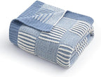 Amélie Home Knit Throw Blanket, Soft Chenille Cozy Breathable Pineapple Chunky Decorative Blanket for Couch, Bed & Sofa, French-Inspired Lightweight Warm Gift for Women, Washed Blue, 60"x80"