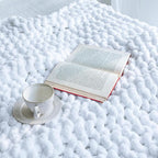 Chunky Knit Blanket - Luxury Soft Cozy 40 * 50 Throw Blanket,100% Woven Blanket Rope Knot Throw Blanket for Couch, Sofa, Home Decor, Gift - Machine Washable (White, 40 * 50)