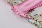 Valennia Women Long Silky Bathrobe Satin Kimono Robe Floral Printed Dressing Gown Sleepwear