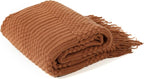 Blagic Knitted Throw Blanket for Couch Soft Farmhouse Boho Throw Blanket with Tassels Home Decorative Lightweight Throw Blankets,Rust Throws for Bed/Sofa, Pineapple Textured, 60" W x 80" L