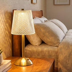 Liliful 2 Pcs Cordless Table Lamp Rechargeable Touch LED Small Gold Portable Battery Operated USB-c Desk Lamp 3 Color Dimmable for Bedroom Living Room Dining (Gold,Crystal Cut Style)