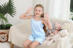 Weixinbuy Girls Pajamas Silk PJS Set Sleeveless Pajama Tank Elastic Waist Shorts Sleepwear Kids Summer Nightwear Clothes Set