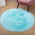 Lifup Soft Round Shaggy Rug, Faux Fur Area Rug, Fluffy Plush Carpets Circle Rugs for Living Room Fuzzy Rugs for Bedroom Under Dining Table Home Office Decor Blue 1.5x1.5 Feet