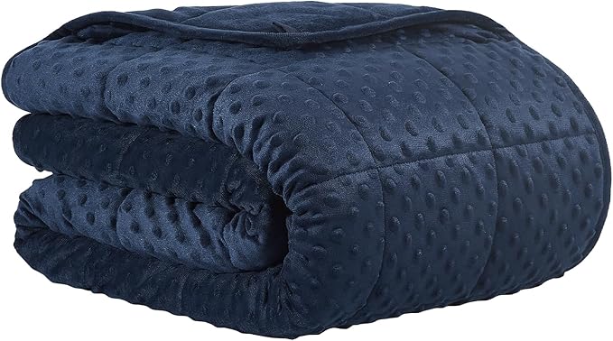 CuteKing Weighted Blanket - Weighted Blanket with Premium Glass Beads - Heavy Blanket Crystal Velvet for Comfort Sleep - Thick Blanket All Season (12lbs, 48"x72", Blue Bubble)
