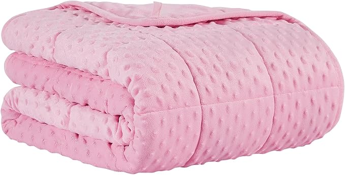 CuteKing Weighted Blanket - Weighted Blanket with Premium Glass Beads - Heavy Blanket Crystal Velvet for Comfort Sleep - Thick Blanket All Season (15lbs, 48"x72", Pink Bubble)