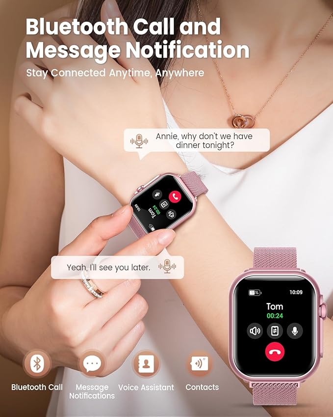 Smart Watch for Women Men Fitness: Smartwatch for iPhone Android with SpO2 Blood Oxygen/Heart Rate Monitor, Sleep Tracking, Bluetooth Calls , 120+ Sports Modes, IP68, 2 Bands 30-Day Battery Life