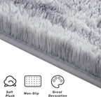 Softlife Area Rug for Bedroom, Fluffy Shag Plush Tie Dyed Rainbow Grey for Living Room Girls, Shaggy Throw Carpet for Kids Soft Fuzzy Runner Small 2x6 Runners for Hallways Dorm