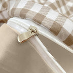 Nayoroom Gingham Duvet Cover Twin Size Brown Tan Plaid Checkered Comforter Cover 2 Pieces Soft Lightweight Washed Microfiber Farmhouse Grid Dorm Bedding Set with Pillowcases