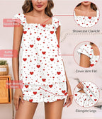 Satin Pajama Set for Women 2 Piece Silk Pjs Ruffle Sleeve Top and Shorts Cute Bridal Sleepwear Set S-XXL