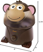Crane Adorables Ultrasonic Humidifiers for Bedroom and Baby Nursery, 1 Gallon Cool Mist Air Humidifier for Large Room or Kid's Room, Humidifier Filters Optional, Monkey