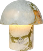Natural Stone Mushroom Lamp, Marble LED Rechargeable Night Light with Touch Dimming, 3-Level Brightness Small Table Lamp for Bedside Ambient Home Decor, Hand-Polished Stone Decor Light