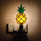 CHEZBABY Stained Glass Night Light Plug into Wall Accent Nightlight Lamp Decorative for Hallway Bedroom Kitchen Home Decor(Pineapple)
