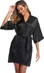 Robe for Women Silky Lightweight Satin Kimono Bride Bridesmaids Wedding Party Robes Dressing Gown Summer Loungewear