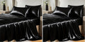 CozyLux Satin Sheets Queen Size Bed Set - 4 Piece Silky Queen Sheet Set, Luxury Black Queen Sheets with Smooth and Soft Microfiber, Includes 1 Fitted Sheet, 1 Flat Sheet and 2 Pillowcases (Pack of 2)