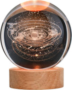 Large 3D Solar System Crystal Ball, Crystal Lamp 16 Color Changing Night Light with Remote Control for Bedroom Decor, Ideal Birthday Gift for Teens Boys and Girls, Solar System Model