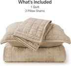 BEDELITE Velvet Quilt Set King Size - Luxury Velvet Comforter Bedding Set 3 Pieces, Lightweight Soft Cozy Taupe Oversized Bedspread Coverlet for All Seasons with 2 Pillow Shams