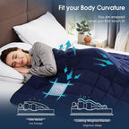 CuteKing Weighted Blanket for Adults (20lbs, 80"x87", Navy Blue) Heavy Blanket for 180-190lbs, Weighted Blanket for Cooling & Heating with Premium Glass Beads, Thick Blanket for Adult All-Season