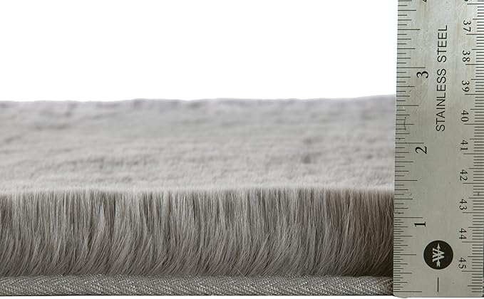 Home-Complete Faux Fur Bath Mat – 24x60-Inch Nonslip Jacquard Faux Fur Washable Rug for Bathroom or Kitchen, Gray