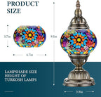 Marrakech Turkish Table Lamp with Bronze Base，Handmade Colorful Moroccan Tiffany Style Mosaic Glass Night Stand Light Fixture Including LED Bulb for Living Room Bedroom Decor (Colorful1)