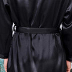 Mens Satin Robe,Silk Long Sleeve House Kimono Bathrobe,Soft Loungewear Dragon Robe