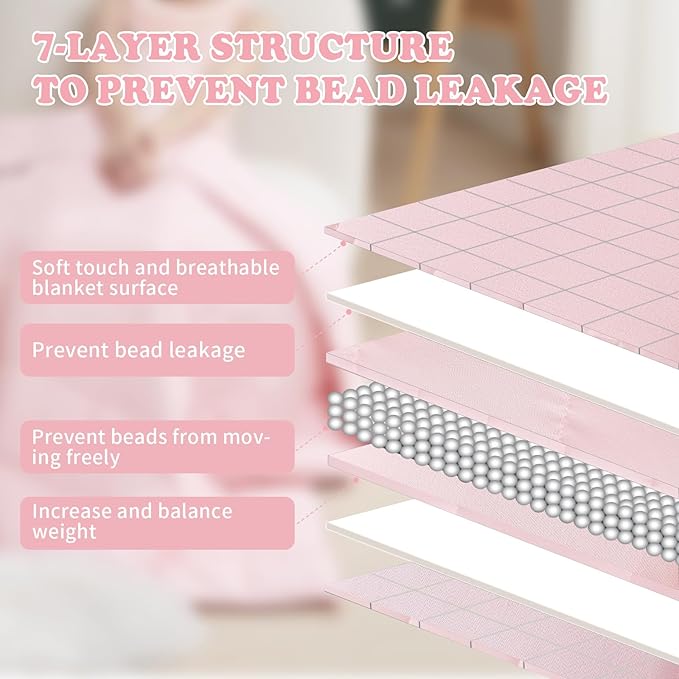 HOSUKKO Weighted Blanket - 10 lbs Pink Heavy Lap Indoor - Breathable Blanket(50 * 60 inches, 10 lbs)