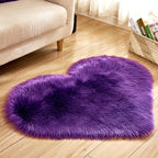 Fluffy Faux Fur Heart Shaped Area Rug Soft Fuzzy Carpet Home Decoration Wedding Party for Bedroom Living Room Bedside 70x90cm Purple