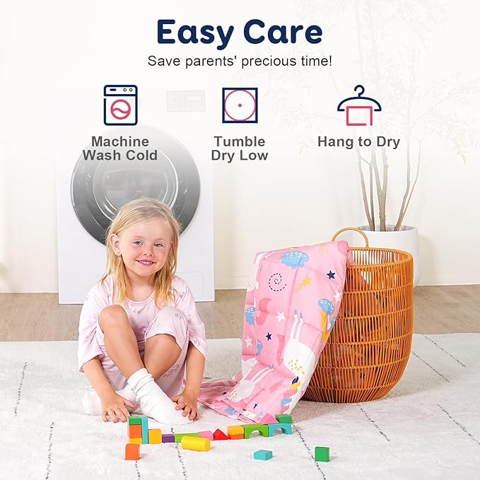 Kivik Pink Weighted Blanket 3 lbs, Breathable Weighted Blankets, Soft Cooling Heavy Throw for School Calming & Home Sleep, Machine Washable, 36 x 48 Inches, Cute Cartoon Unicorn